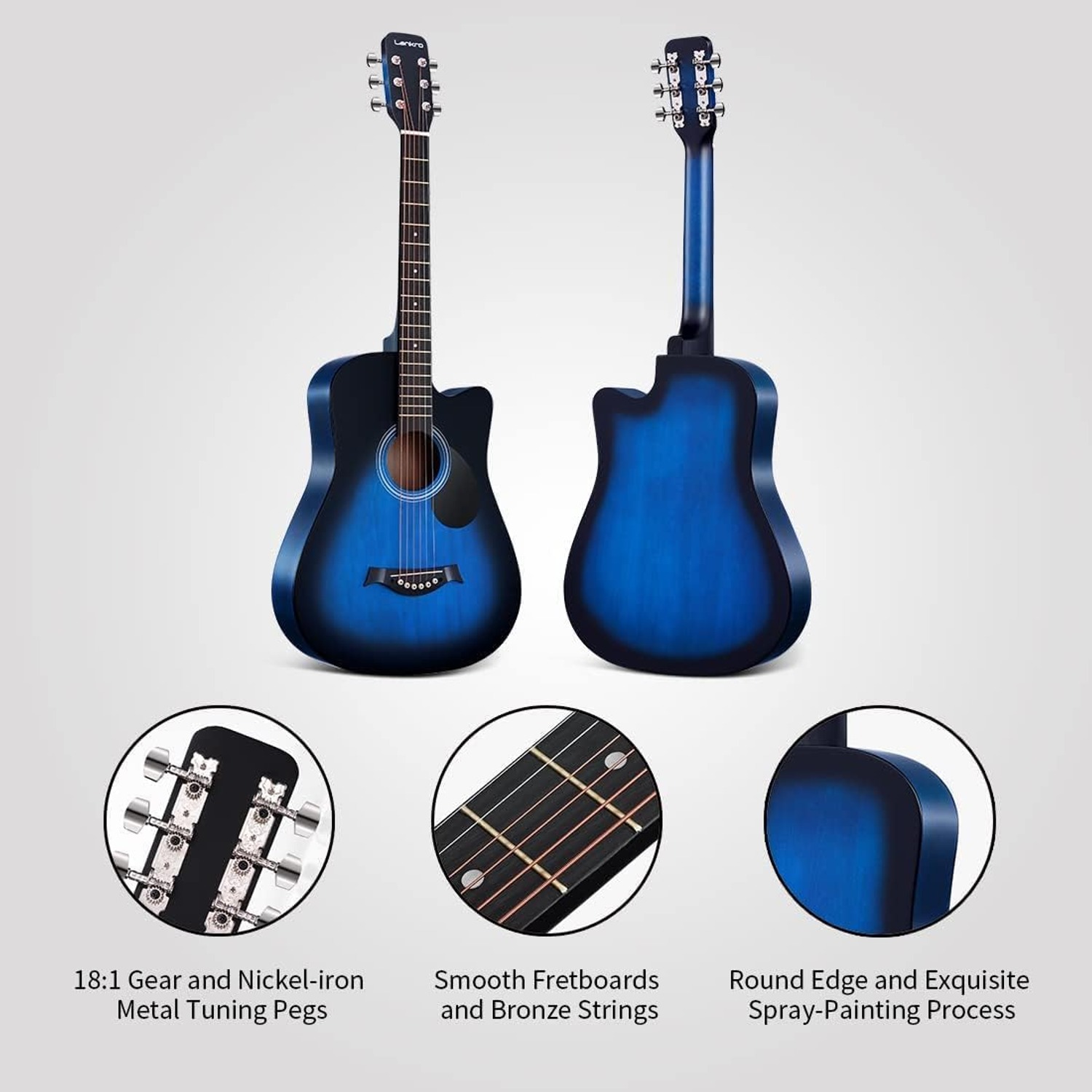 OMZZ 41-Inch Acoustic Guitar Starter Bundle