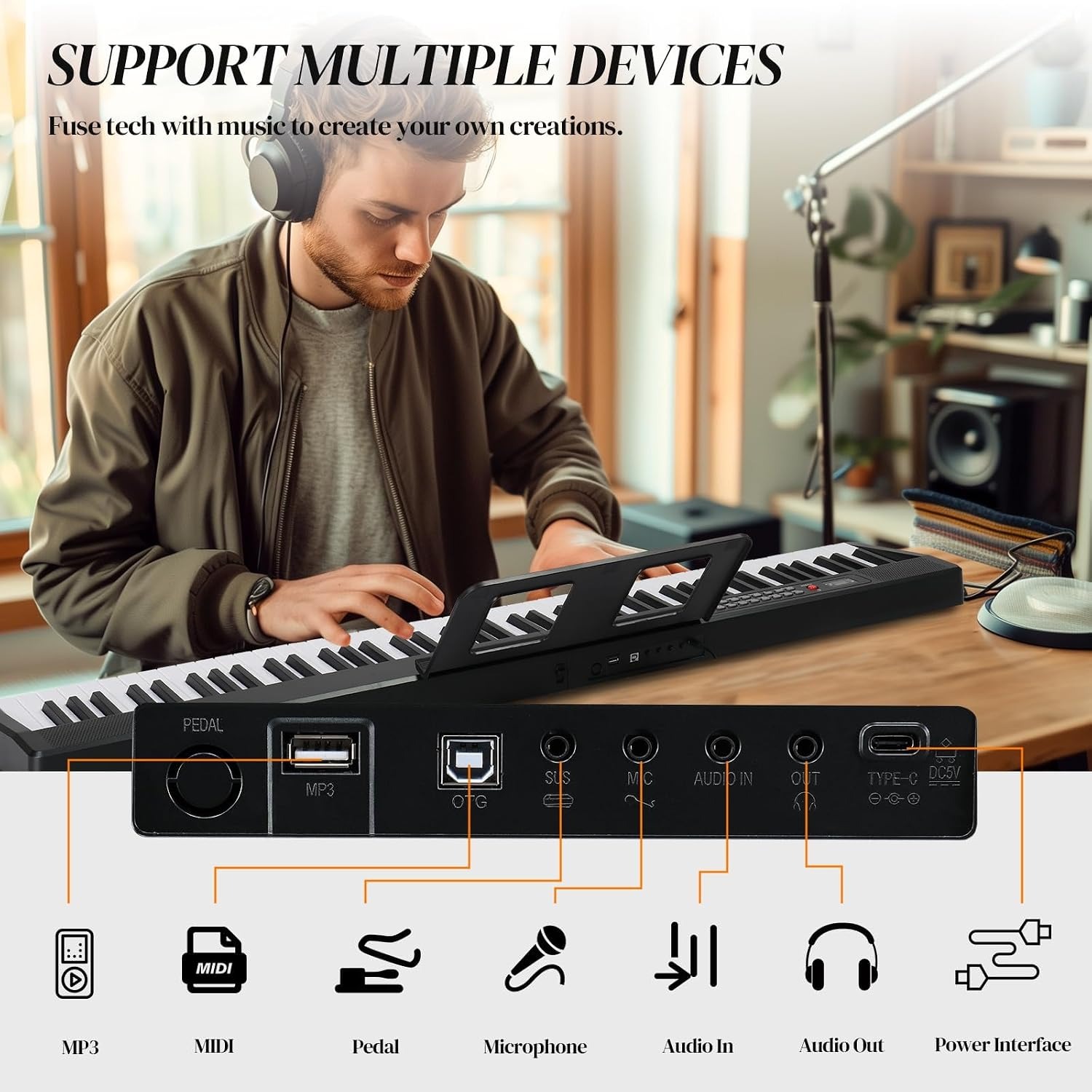 OMZZ Ryuusei 88 Foldable 88 Key Digital Piano Beginner Set