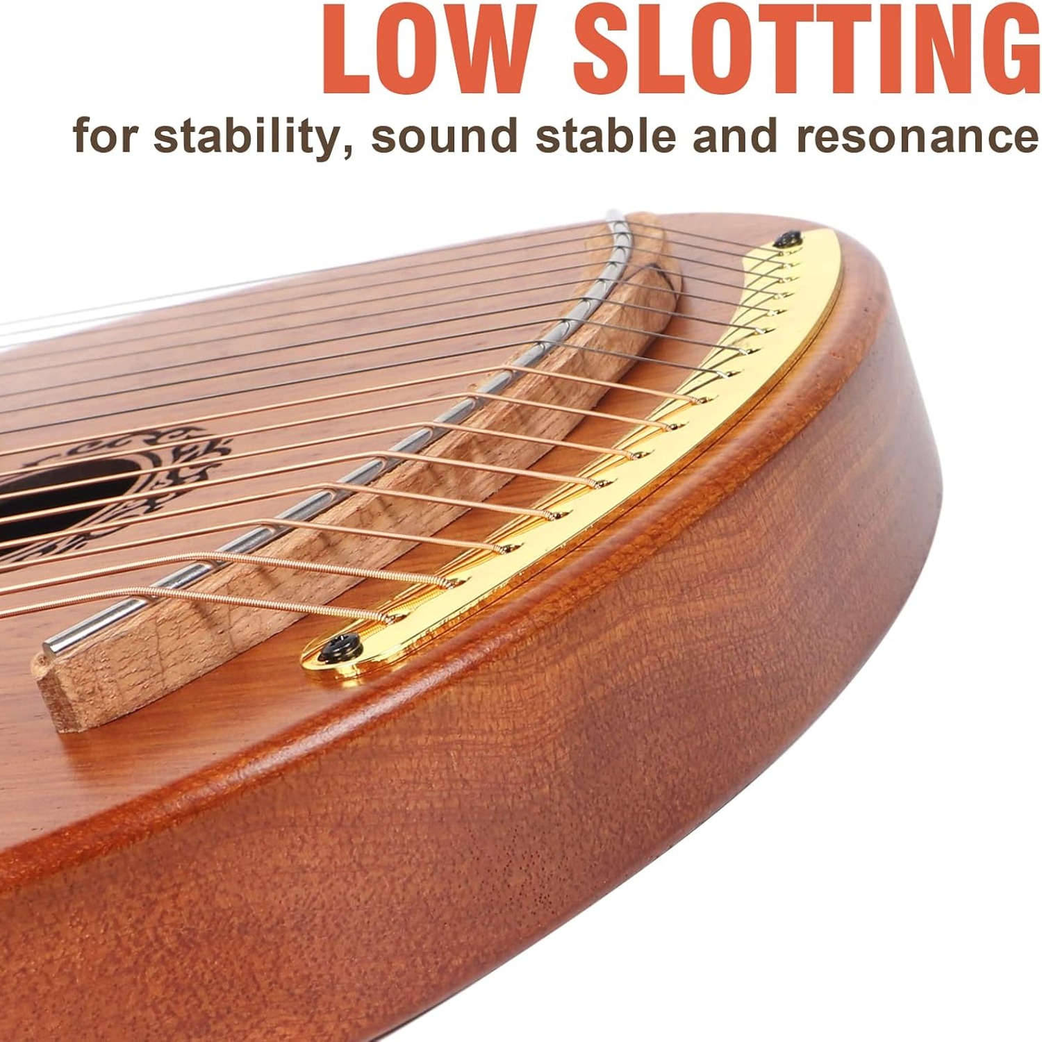 AKLOT 16 String Mahogany Lyre Harp with Gig Bag and Tuning Tools