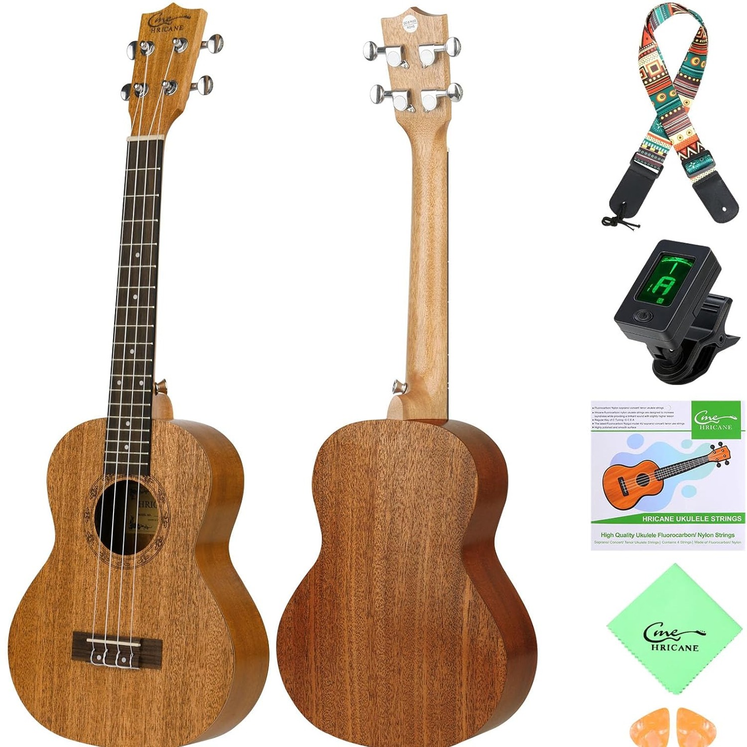 Hricane Concert Ukulele 23 Inch Mahogany Starter Pack